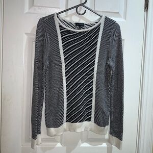 The Limited navy white geometric print cotton blend pullover sweater Sz XS